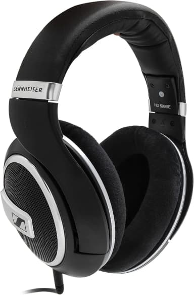 Sennheiser HD 599 SE headphones, black, comfortable with glasses.