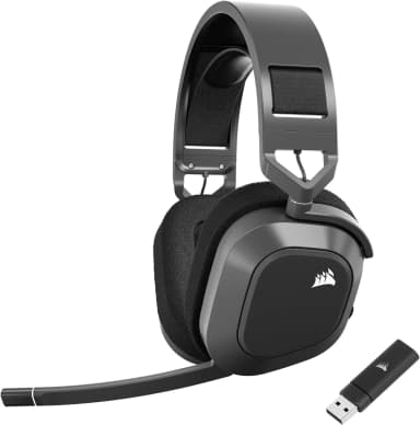 Corsair HS80 Max wireless gaming headset in black with USB dongle