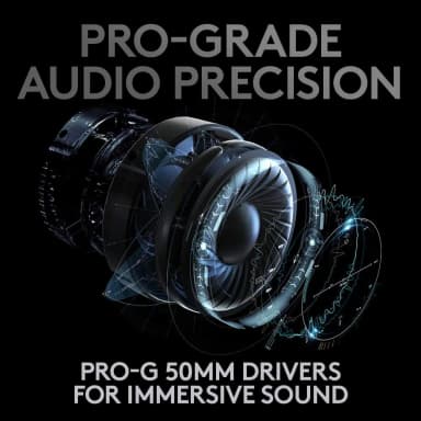 Logitech G Pro X Wireless headset with pro-grade 50mm drivers for immersive sound