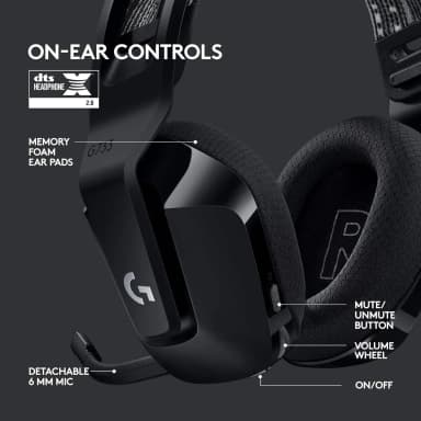 Logitech G733 headset with on-ear controls and memory foam ear pads