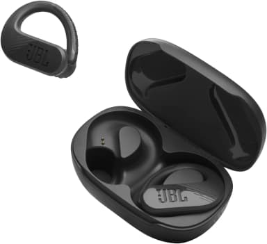 JBL Endurance Peak 3 black earbuds with charging case