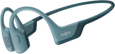 Shokz OpenRun Pro blue bone conduction headphones for gym.