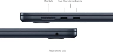 Side view of Apple MacBook Air 15-inch M3 showcasing Thunderbolt ports and MagSafe