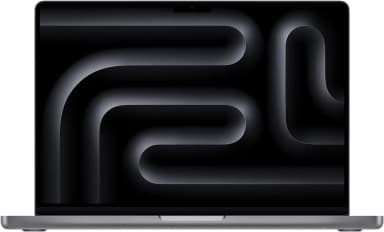 Front view of Apple MacBook Pro M3 with sleek design and dark display