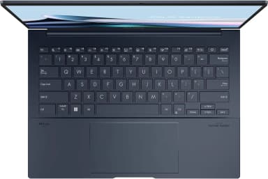 Top view of ASUS ZenBook 14 OLED keyboard and screen layout