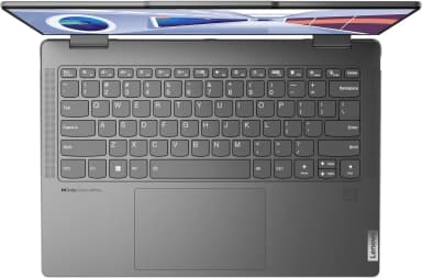 Detailed top view of Lenovo Yoga 7i 16 keyboard, highlighting the layout and functionality