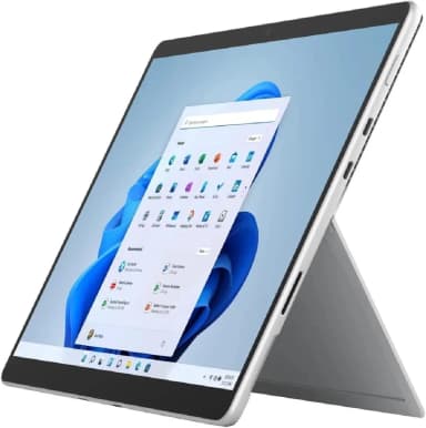 Microsoft Surface Pro 8 side view displaying ports and thin profile