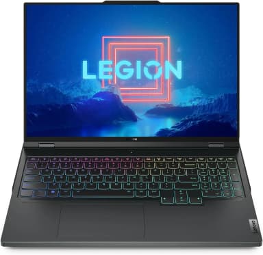 Lenovo Legion Pro 7i Gen 8 gaming laptop with RGB keyboard and Legion logo on screen