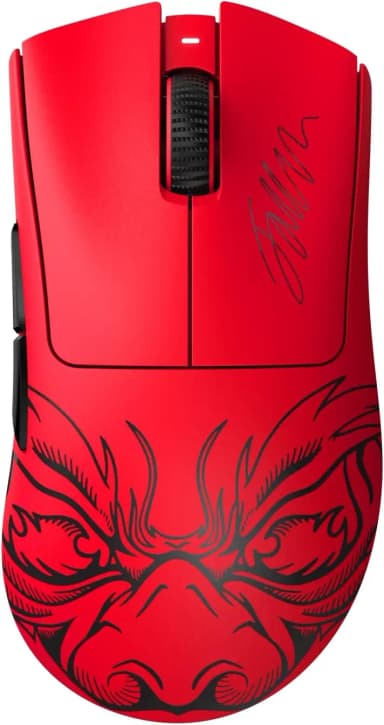 Razer DeathAdder V3 Pro Faker Edition in red with dragon design