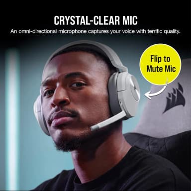 Corsair HS55 Stereo headset with flip-to-mute mic feature.