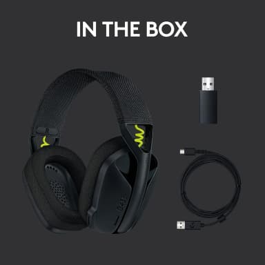 Logitech G435 Lightspeed headset and accessories included in the box