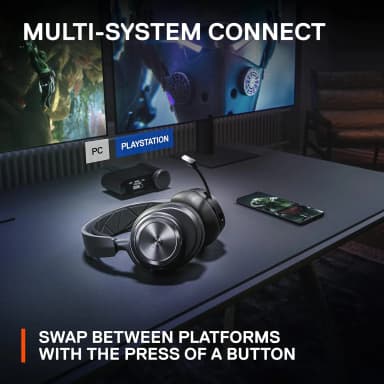 SteelSeries Arctis Nova Pro Wireless headset swapping platforms with button