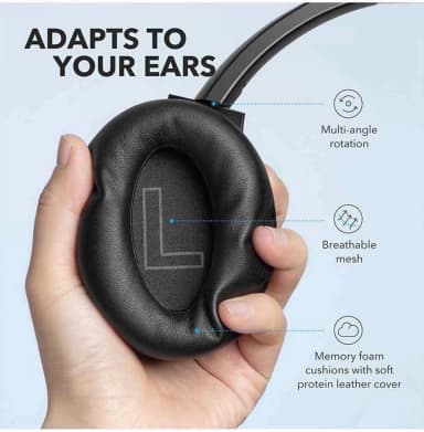 Anker Soundcore Life Q20 comfort ear cups, adapts to your ears