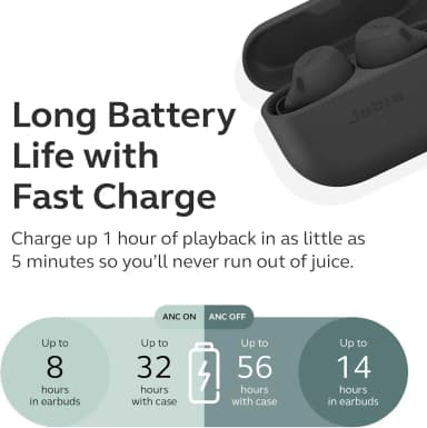 Jabra Elite 8 Active long battery life with fast charge