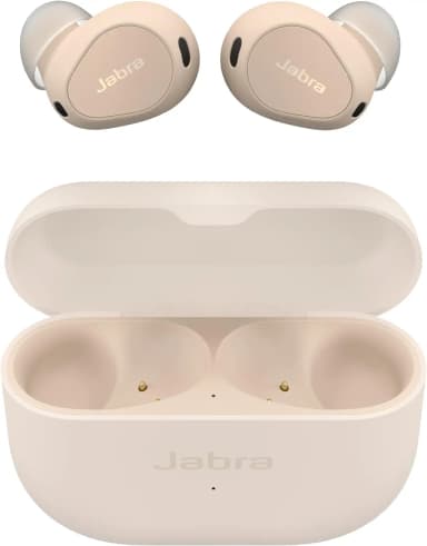 Jabra Elite 8 Active earbuds in cream color