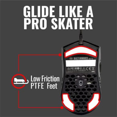 Cooler Master MM710 gaming mouse with low friction PTFE feet