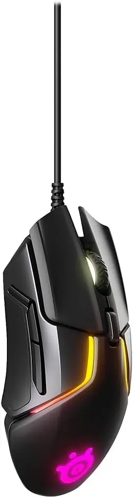 Top view of SteelSeries Rival 600 gaming mouse with RGB lighting
