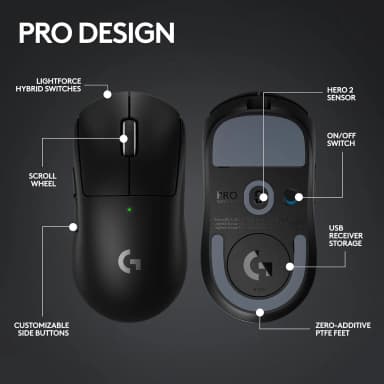 Specs view of Logitech G Pro X Superlight 2 with PTFE feet